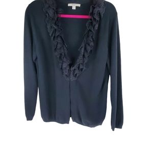 Liz Claiborne heavy v neck lace ruffles sweater XL